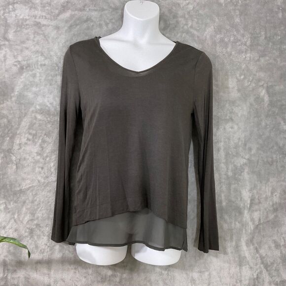 ecru Modal -Cashmere Tunic Top women’s L green long sleeve v-neck soft casual - Picture 1 of 12